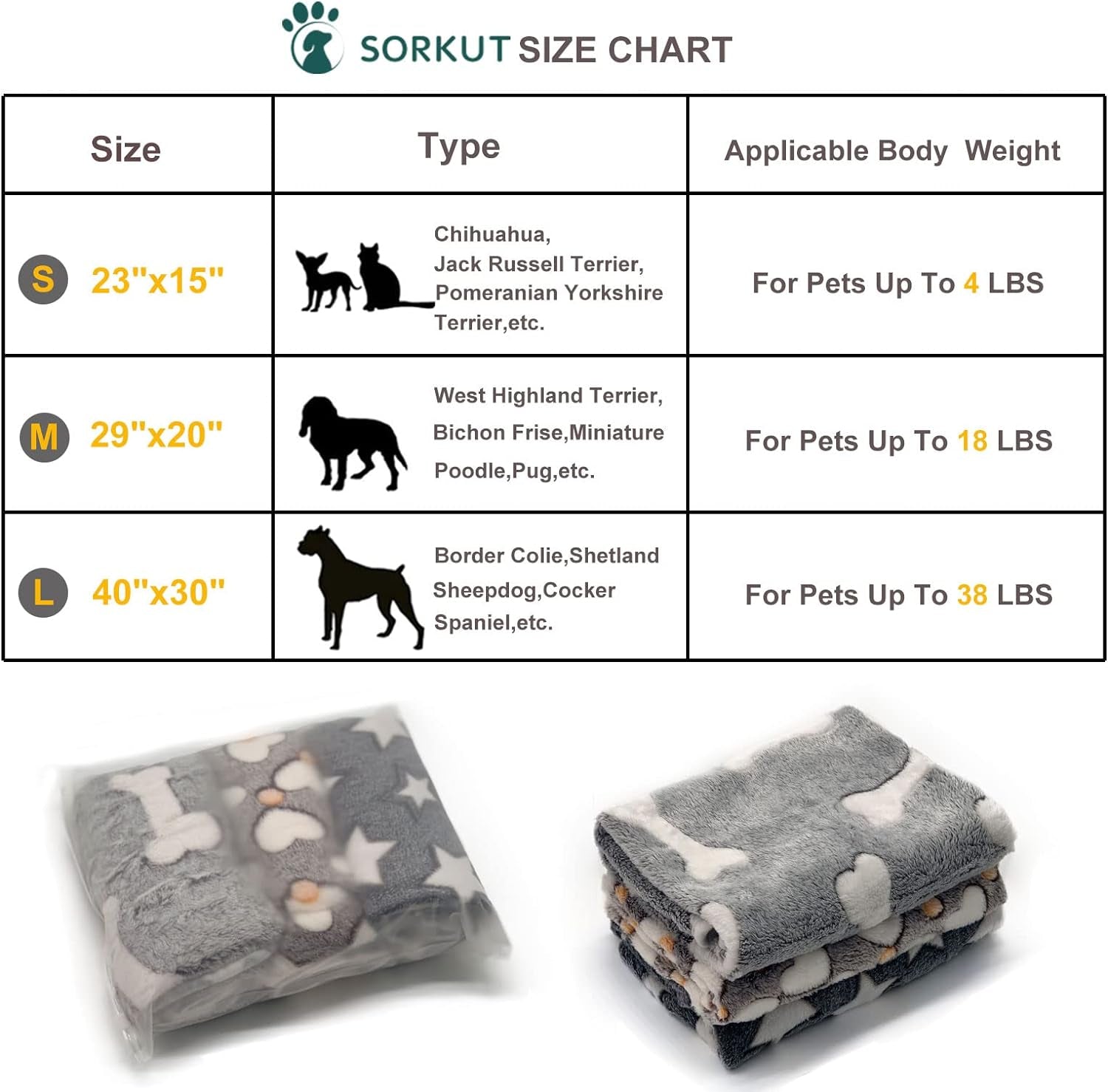 1 Pack 3 Puppy Blankets Super Soft Warm Sleep Mat Grey Cute Print Fluffy Fleece Pet Flannel Throw Dog Blankets for Small Dogs Cats,Star&Bone&Love- Small (23"X15")