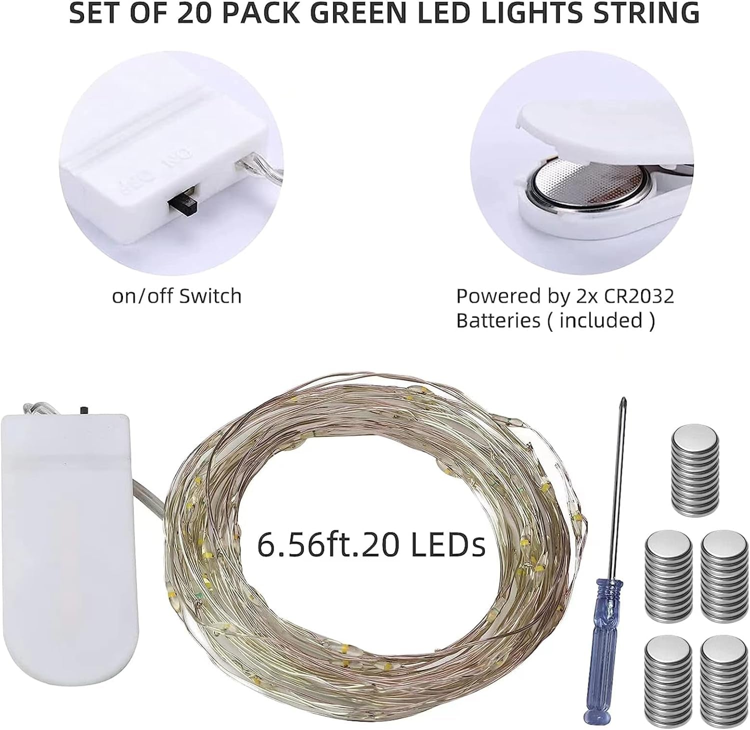 20 Pack Fairy Lights Battery Operated String Lights, 20 LED on 6.6FT Silvery Copper Wire,Battery Case,Blue（20 Sets - Each 20 Count LED）