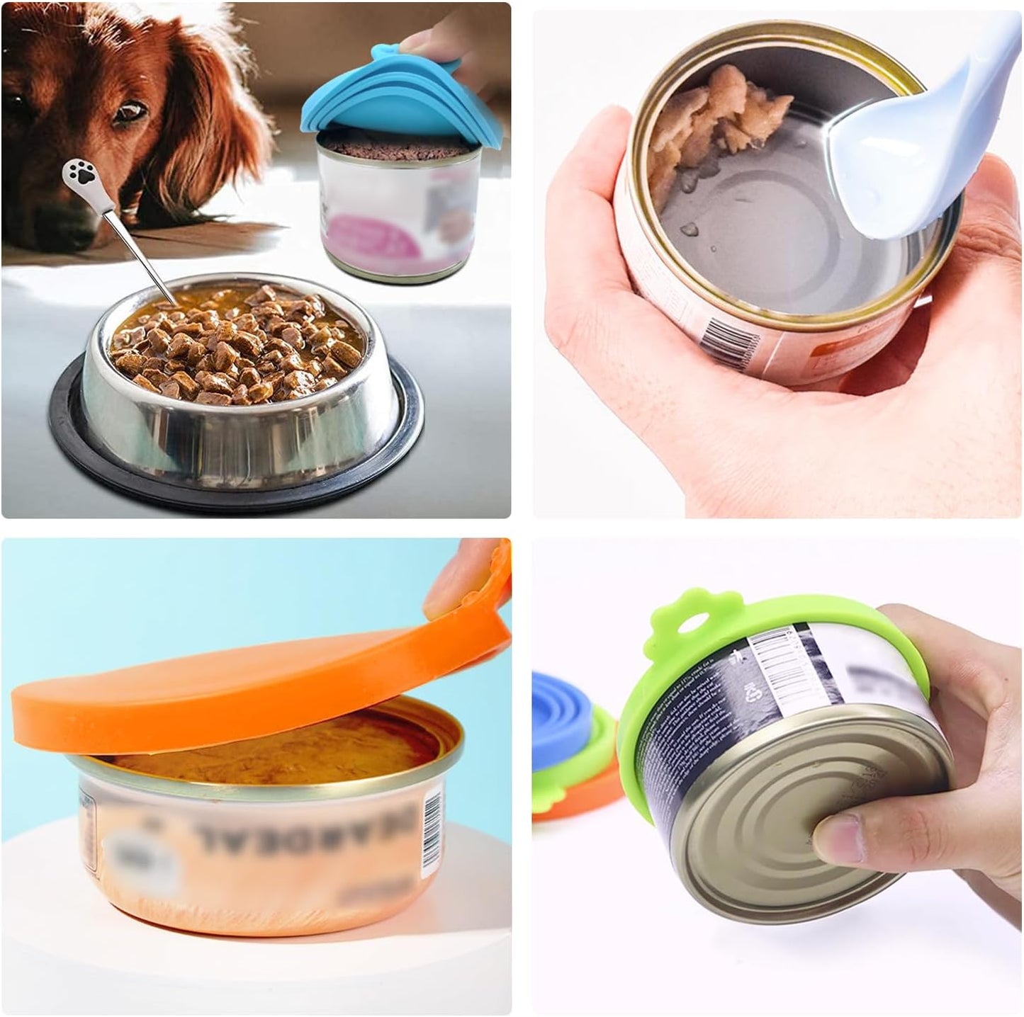 3 Pack Pet Food Can Covers Universal Can Lids Safe/Silicone Dog&Cat Food Can Lid Covers (Green+Blue+Orange)