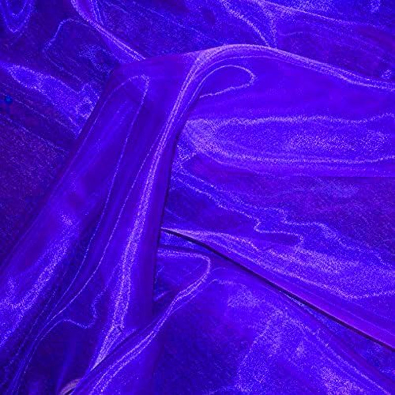 Royal Blue Organza Fabric, 5 Yards Continuous Long X 45” Wide, Iridescent Crystal Sheer Shiny Organza Tulle Wedding Fall Thanksgiving Christmas DIY Crafts Home Xmas Party Decorations