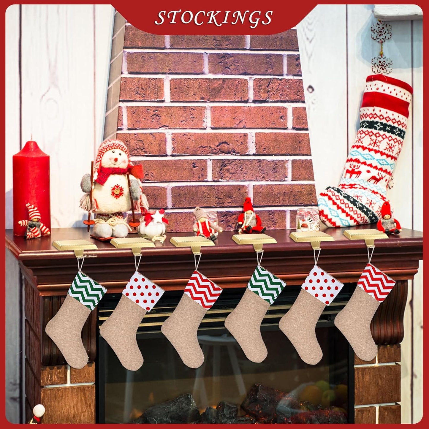 Christmas Stocking Holders Mantel Stocking Hanger Hooks Fireplace Mantle Metal Hang Bases for Xmas Party Decorations (Gold, 5)