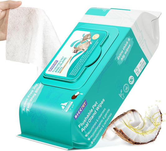 Wipes for Dogs & Cats, Cleansing Deodorizing & Soothing Allergy Infections Anal Gland Pets Wipes with Coconut Oil - Dog Grooming Wipes for Butt and Paw - Hypoallergenic & Vet Recommended