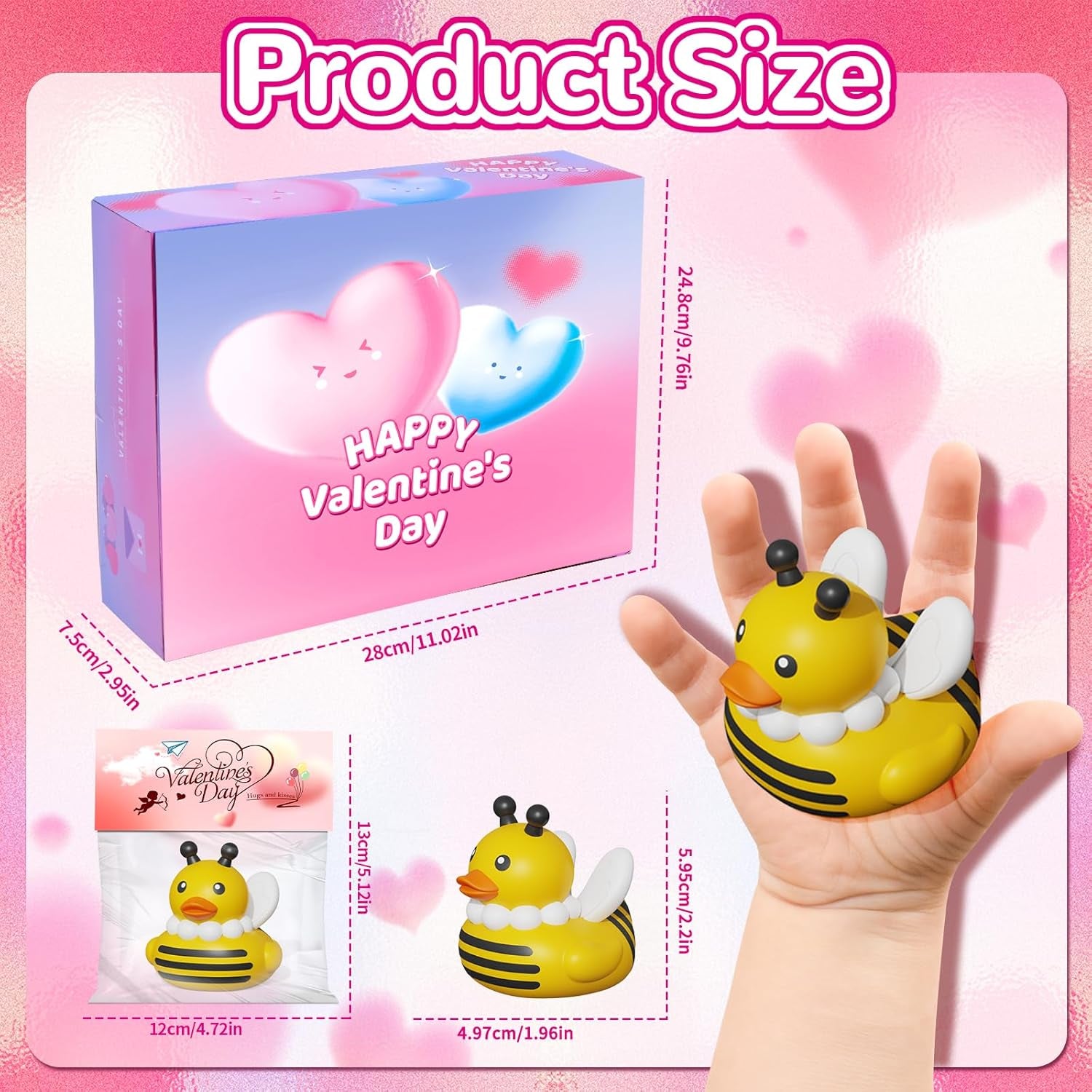 Valentines Day Gifts for Kids Includes 24 Pack Rubber Duck and Valentine Cards, School Valentine'S Day Party Exchanges Gifts