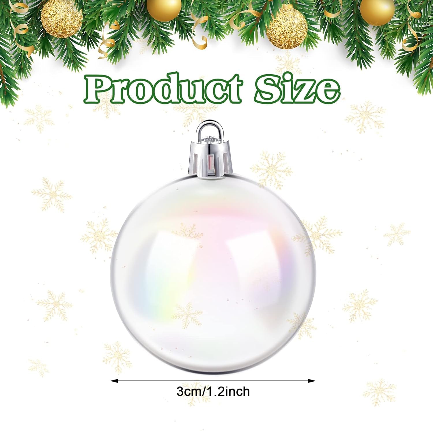 Christmas Iridescent Ornaments Plastic Clear Bubble Hanging Ornament Balls Bulk Wedding Decorative Rainbow Hanging Ornaments Craft for Halloween Cauldron DIY Witch Magic Pot(36 Pcs,1.18 Inch)