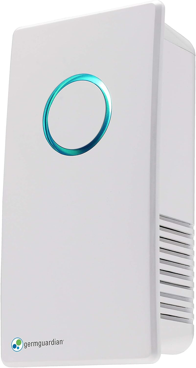 Germ Guardian GG1100W 7” Pluggable Small Air Purifier, Small Room Wall Air Sanitizer, Freshens Air, UV-C Light Kills Germs, Reduces Odors from Pets, Cooking, Mold, , 1-Yr Wty (White)