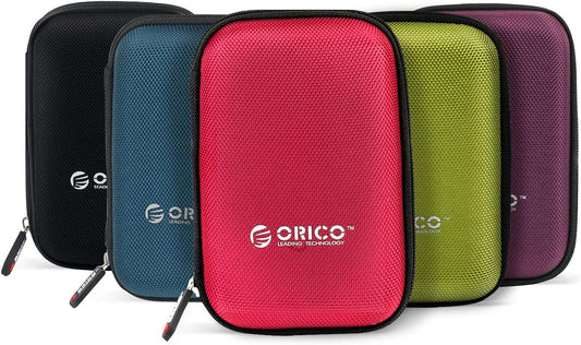 Hard Drive Case 2.5 Inch External Drive Storage Carrying Bag Waterproof Shockproof with Inner Size 5.5X3.5X1.0Inch for Organizing HDD and Electronic Accessories, Multi Colors (PHD-25)