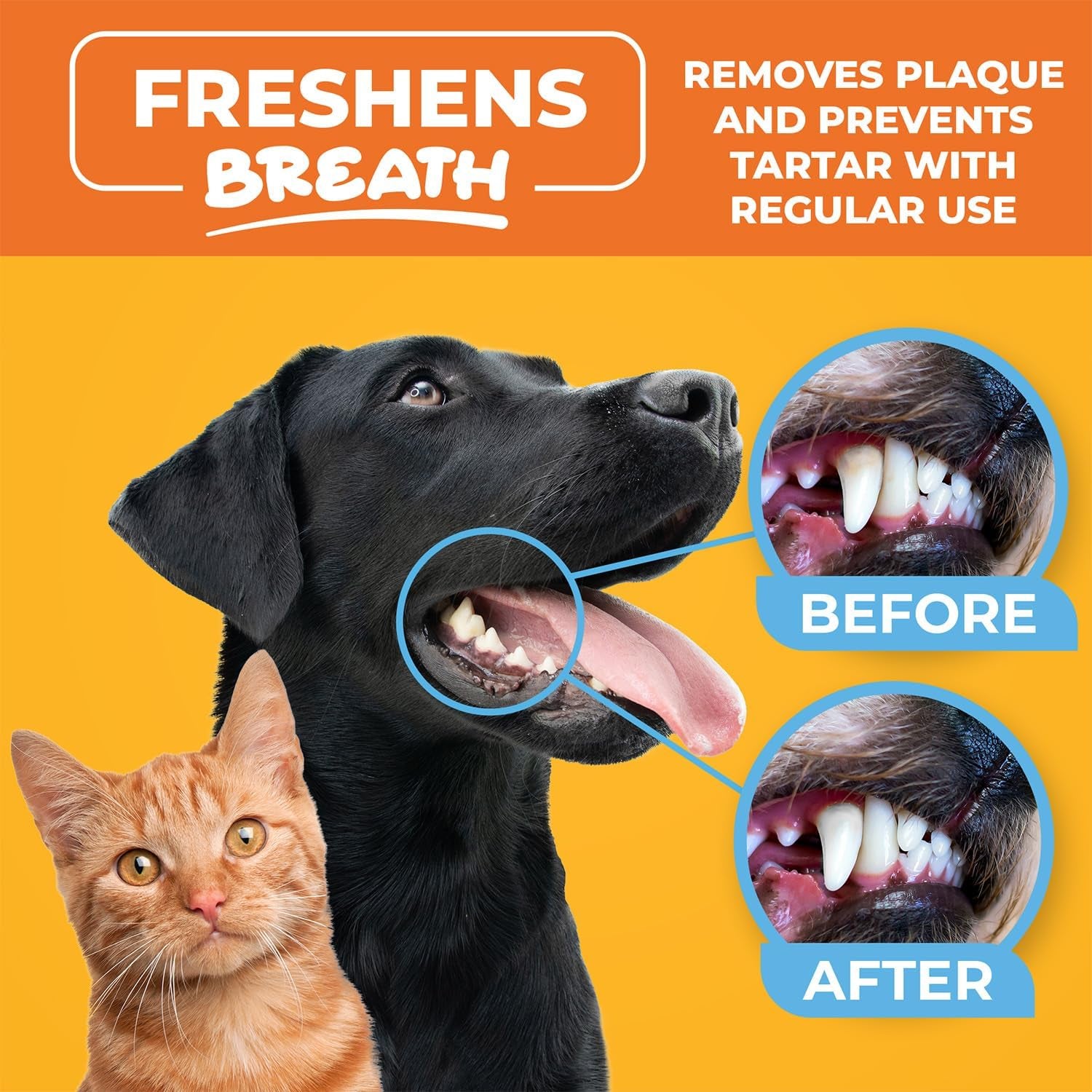 Dog Teeth Cleaning Wipes - Dental Finger Wipes for Cats & Dogs - Pet Toothbrush & Tooth Brushing Kit - Effective Teeth Cleaner