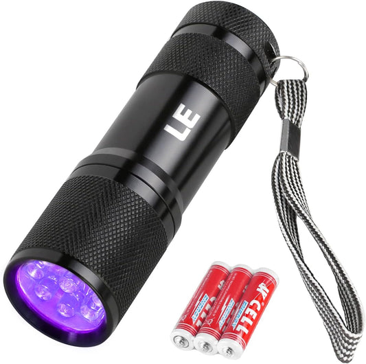 Black Light Flashlight, Small UV Lights 395Nm, Portable Ultraviolet Light Detector for Invisible Ink Pens, Dog Cat Pet Urine Stain, AAA Batteries Included