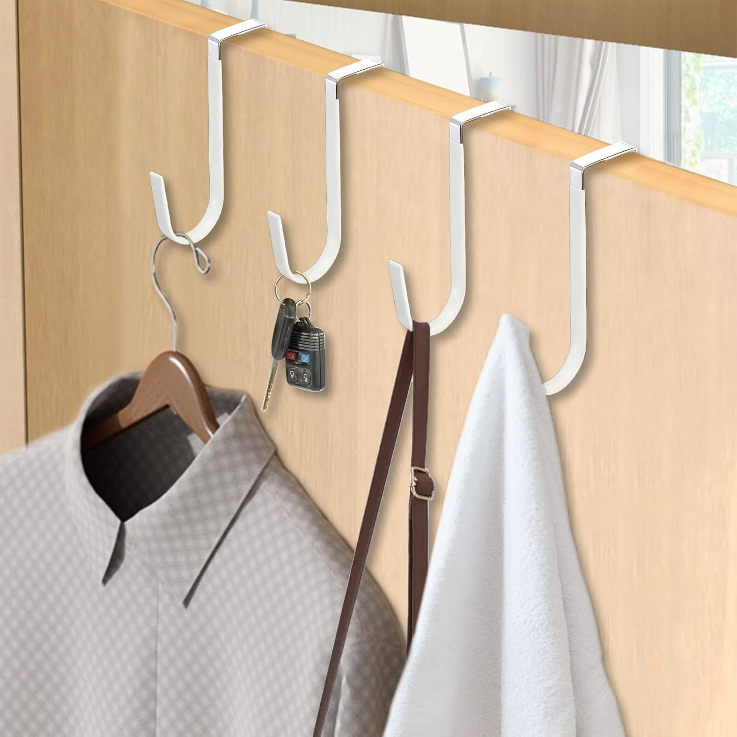 16-Pack Over-The-Door Hooks Fits 1-3/8" Door Vinyl Coated Stainless Steel Door Hook Hangers