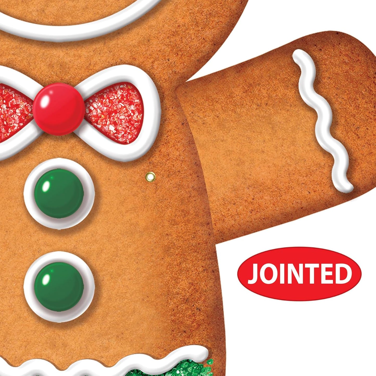 Jointed Gingerbread Man, 3’- Christmas Wall Decorations, Unique Gingerbread House Décor for Holiday Parties, Winter Wonderland Seasonal Accent for Homes and Classrooms