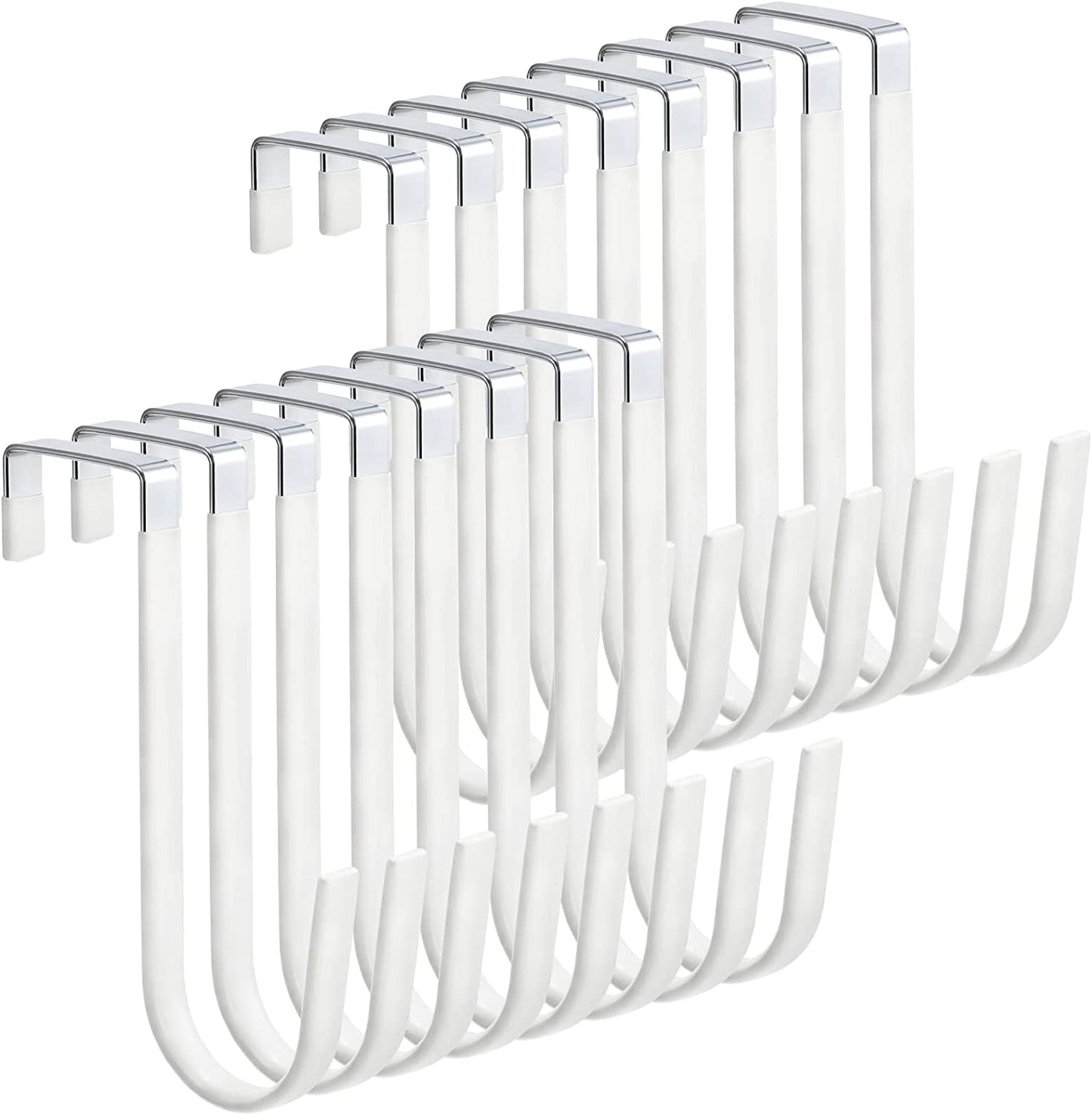 16-Pack Over-The-Door Hooks Fits 1-3/8" Door Vinyl Coated Stainless Steel Door Hook Hangers