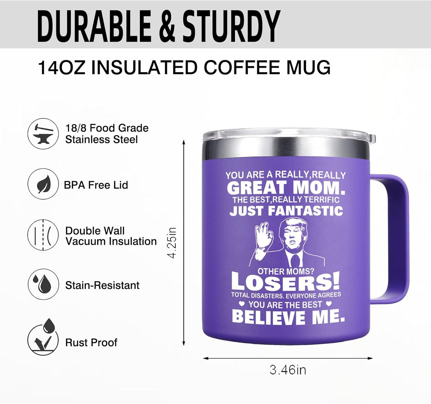 Valentines Day Gifts for Mom, Women, Wife - You'Re a Really Great Mom Coffee Mug - Christmas Gifts for Mom, Mother Birthday Gifts for Mom from Daughter Son (14OZ Purple)