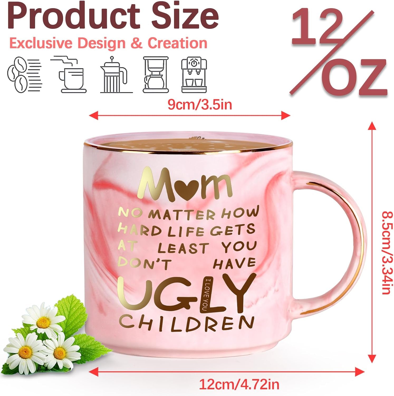 Valentines Day Gifts for Mom,12Oz Funny Coffee Mug Gifts for Mom from Daughter Son Kids,Mom Birthday Gifts,Mom Gifts for Birthday,Unique Mothers Presents Ideas Mothers Day Gifts for Mom Mother in Law