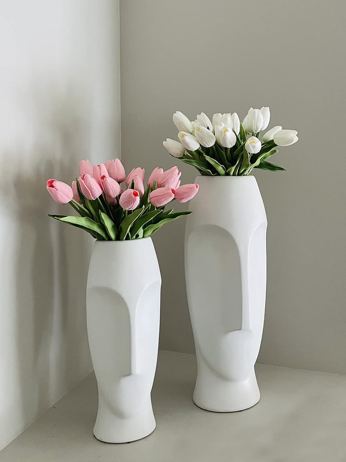 White Tulips Artificial Flowers 18Pcs Faux Silk Tulip Real Touch Tulip Fake Flowers Bouquets Arrangements for Easter Spring Flowers Valentine’S Day Mother'S Day Flower Gifts Home Table Decor