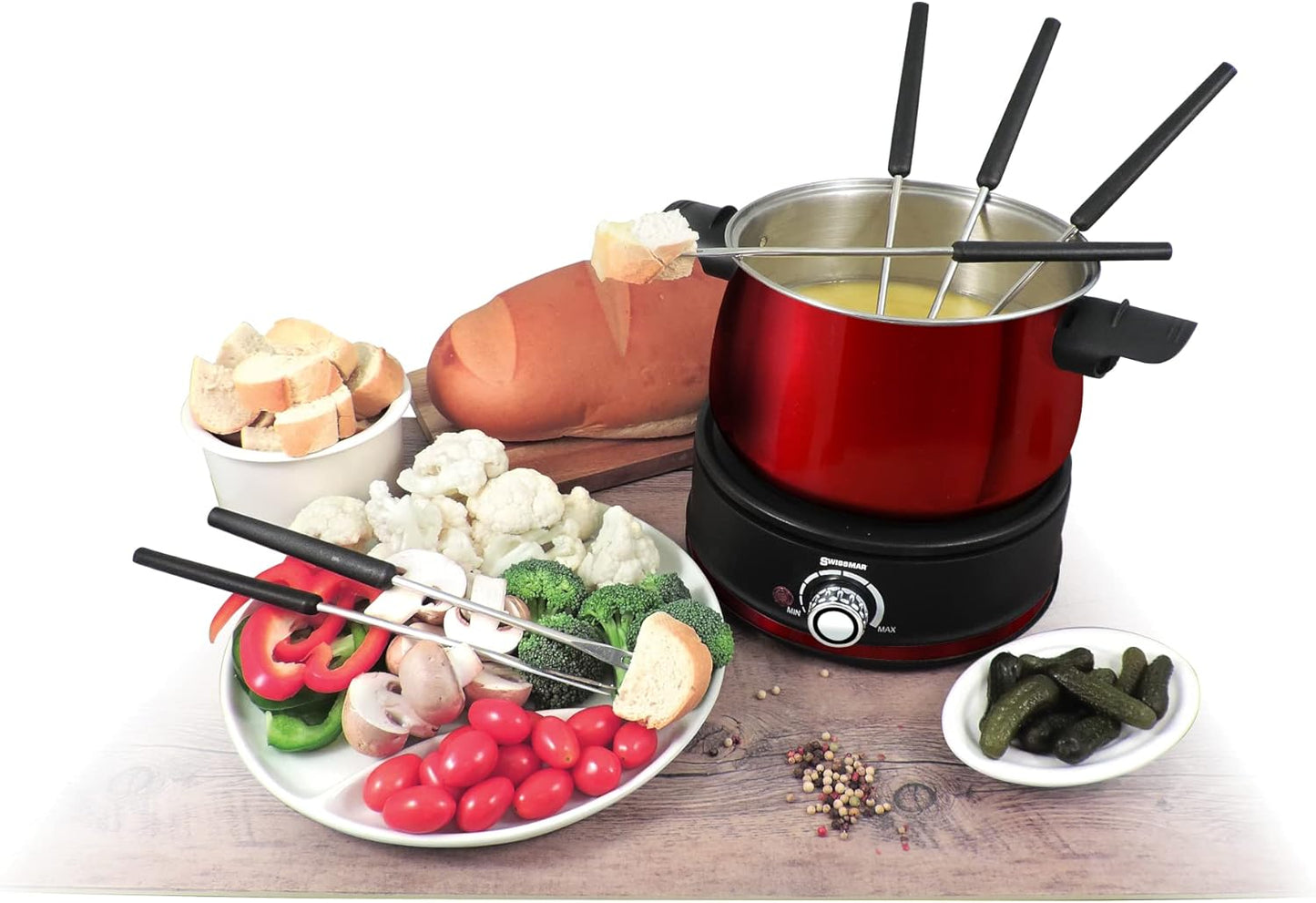 10 Piece Electric Fondue Set (Red)