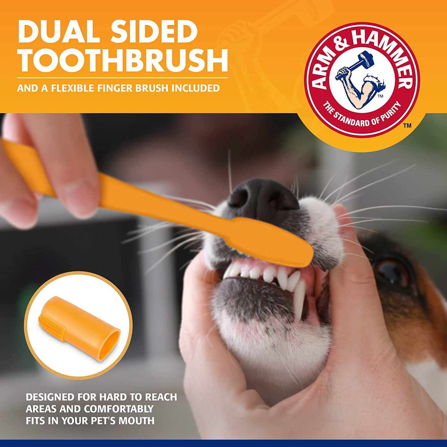 Arm & Hammer for Pets Tartar Control Kit for Dogs | Contains Toothpaste, Toothbrush & Fingerbrush | Reduces Plaque & Tartar Buildup | Safe for Puppies, 3-Piece , Beef Flavor