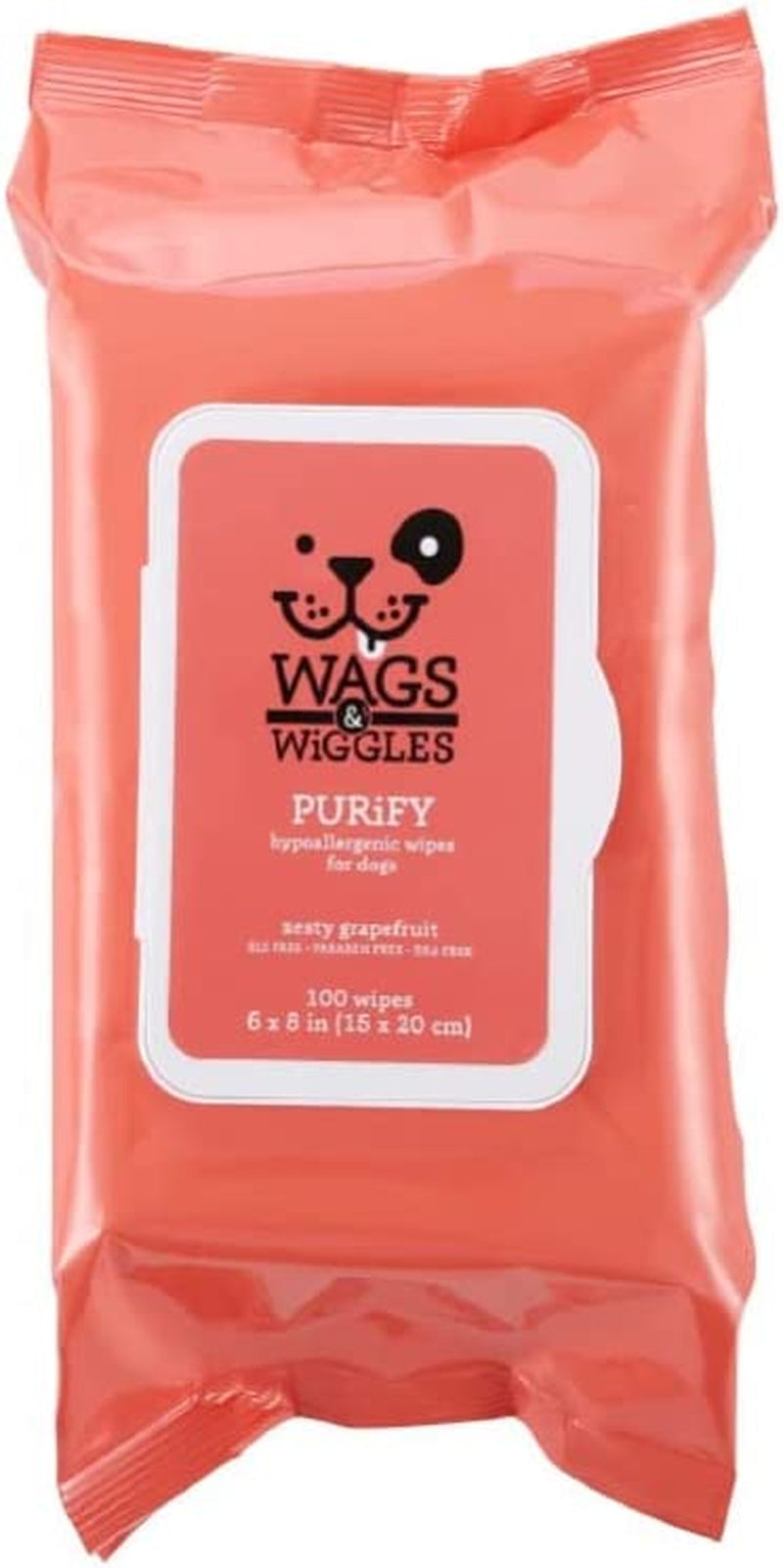 Purify Hypoallergenic Wipes for Dogs Gently Clean & Condition Your Dog'S Coat without a Bath Zesty Grapefruit Scent Your Dog Will Love, (Pack of 1, 100 Count Total)