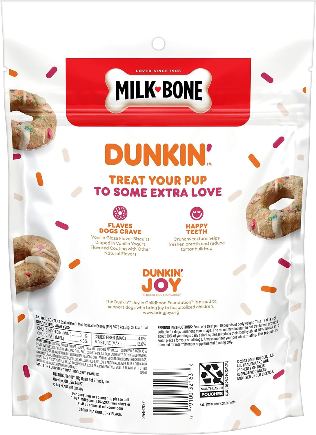 Limited Edition Dunkin' Vanilla Glaze Flavor Biscuit Dog Treats, 8 Ounce