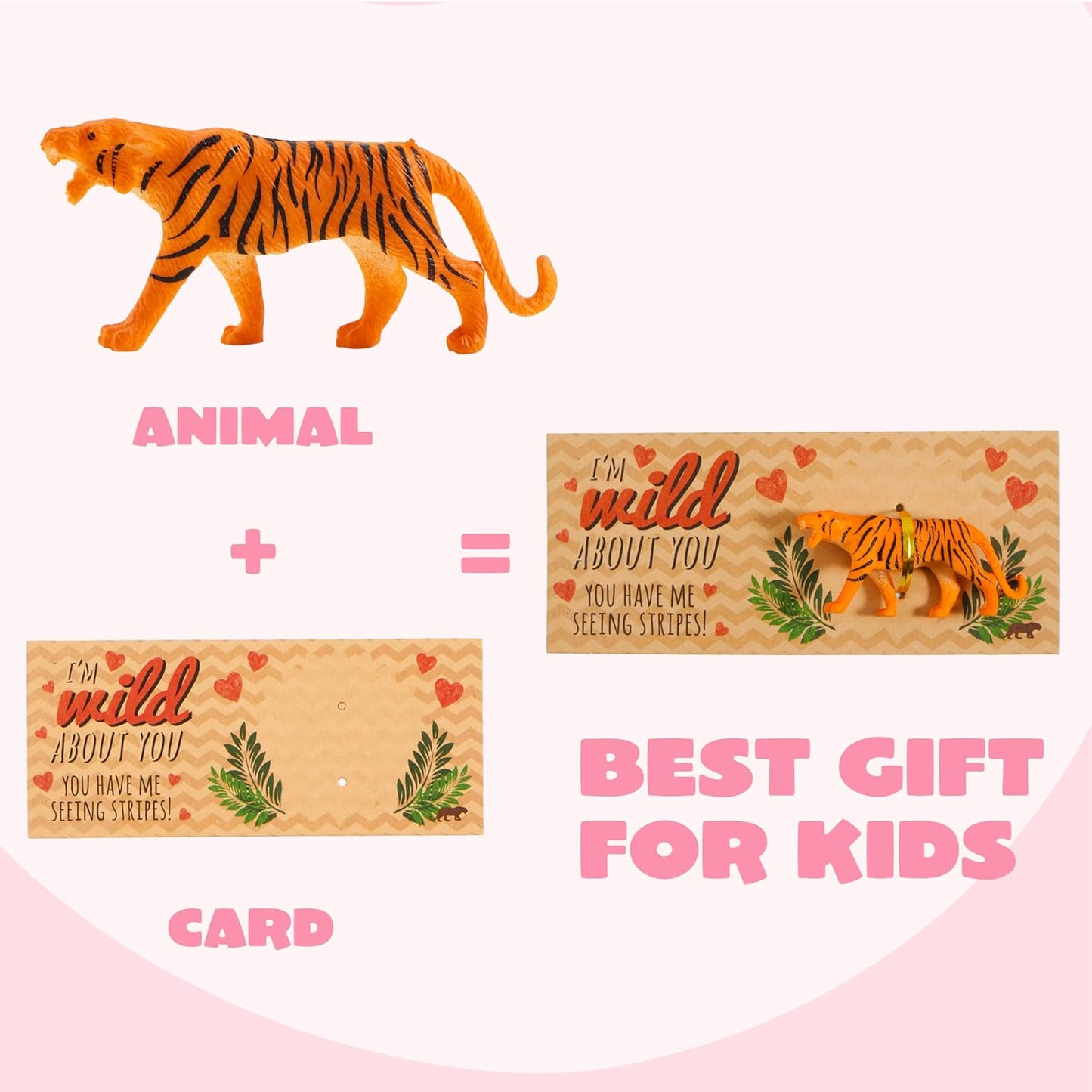 28Pack Valentines Day Gifts Cards with Zoo Animals Figures for Boys Girls, Valentine'S Greeting Cards for Classroom Exchange, Kids Party Favors School Game Prize Toys