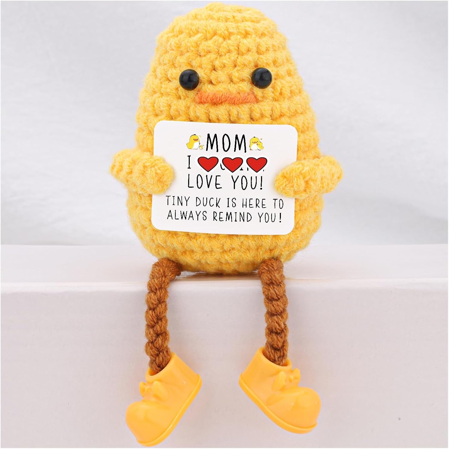 Gifts for Mom Long Legged Cute Support Duck, Birthday Mothers Day for Mom from Daughter Son, Handmade Crochet Knitted Positive Cute Duck