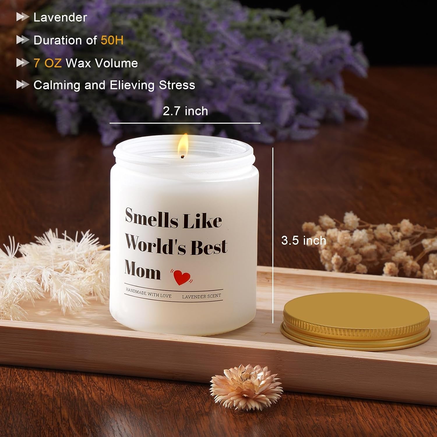 Gifts for Mom from Daughter Son - Funny Christmas & Thanksgiving Day & Mothers Day Gifts Ideas for Mom-Best Mom Gifts Unique Birthday Gifts for Mom-New Mom Gifts for Women-Lavender Candles (7Oz)