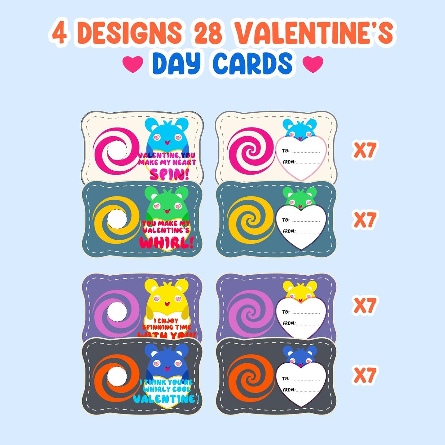 28 Packs Valentine'S Day Cards with Fidget Spinner Toys, Kids Valentine Party Favor, Valentine'S Day School Classroom Prizes, Valentine Exchange Gift