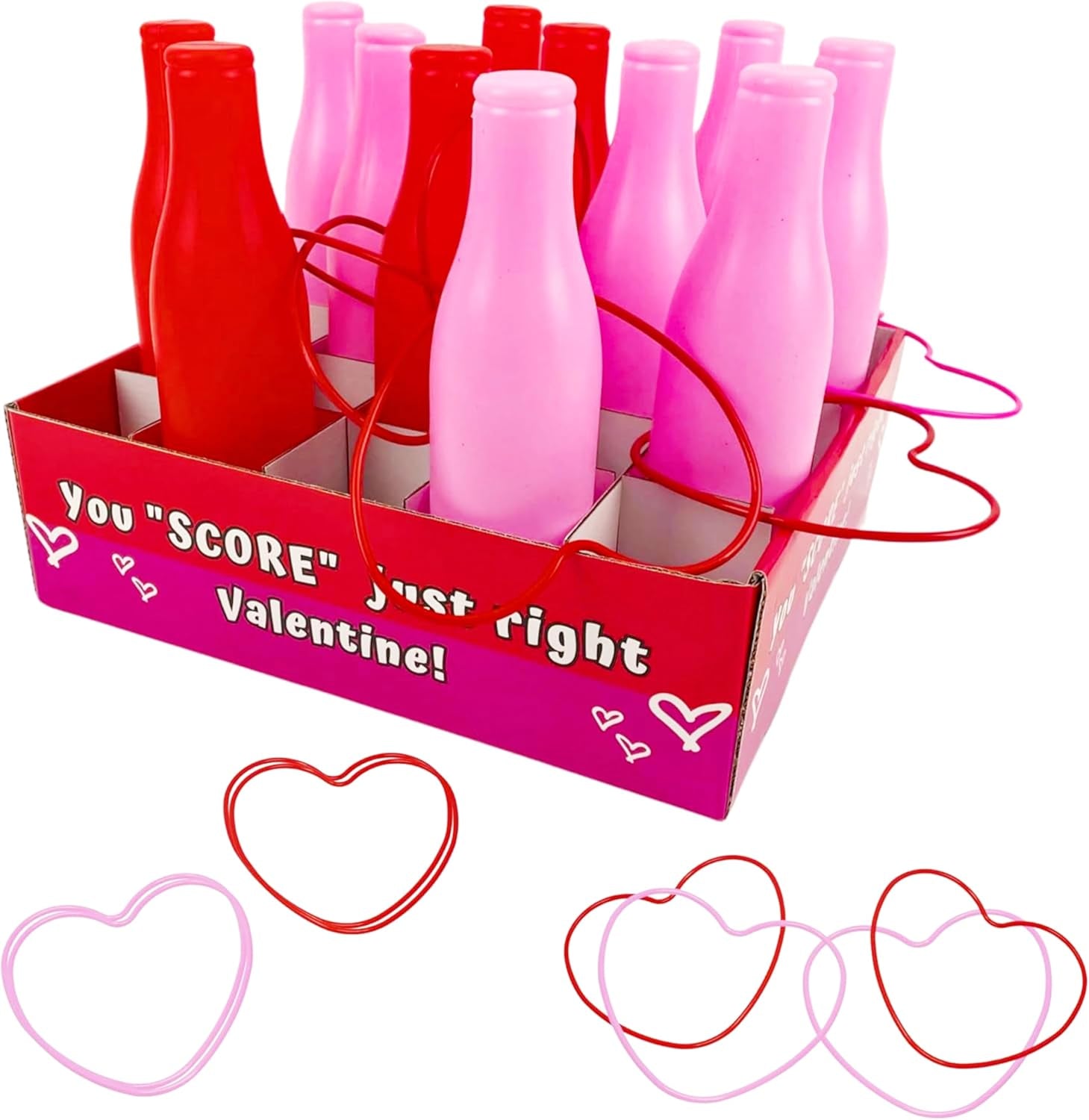 Valentine Bottle Ring Toss Game for Kids Party Activity, Indoor/Outdoor Backyard Yard Carnival Game, Classroom Valentine'S Party Games for Kids and Adults Party Supplies by