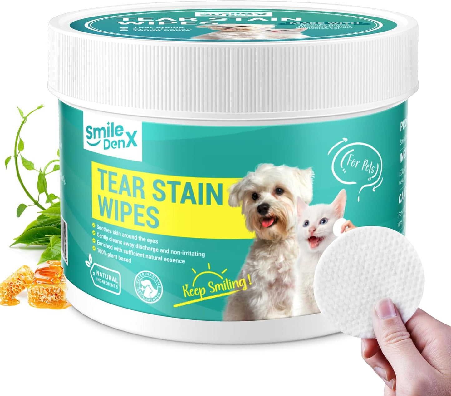 Eye Wipes for Dogs & Cats, Hypoallergenic Pet Eye Cleaner Wipes with Plant Enzyme, Soothing Cleansing Pet Eye Wipes for Gently Remove Eye Debris, Discharge, Mucus (100 Pcs, Unscent)