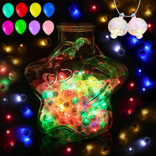 100Pcs LED Mini Light Comes with a Lanyard,Balloons Light 5 Mix Colors for Party Decorations, Paper Lantern Easter Eggs Birthday Wedding Halloween Christmas Decoration - Mix Color