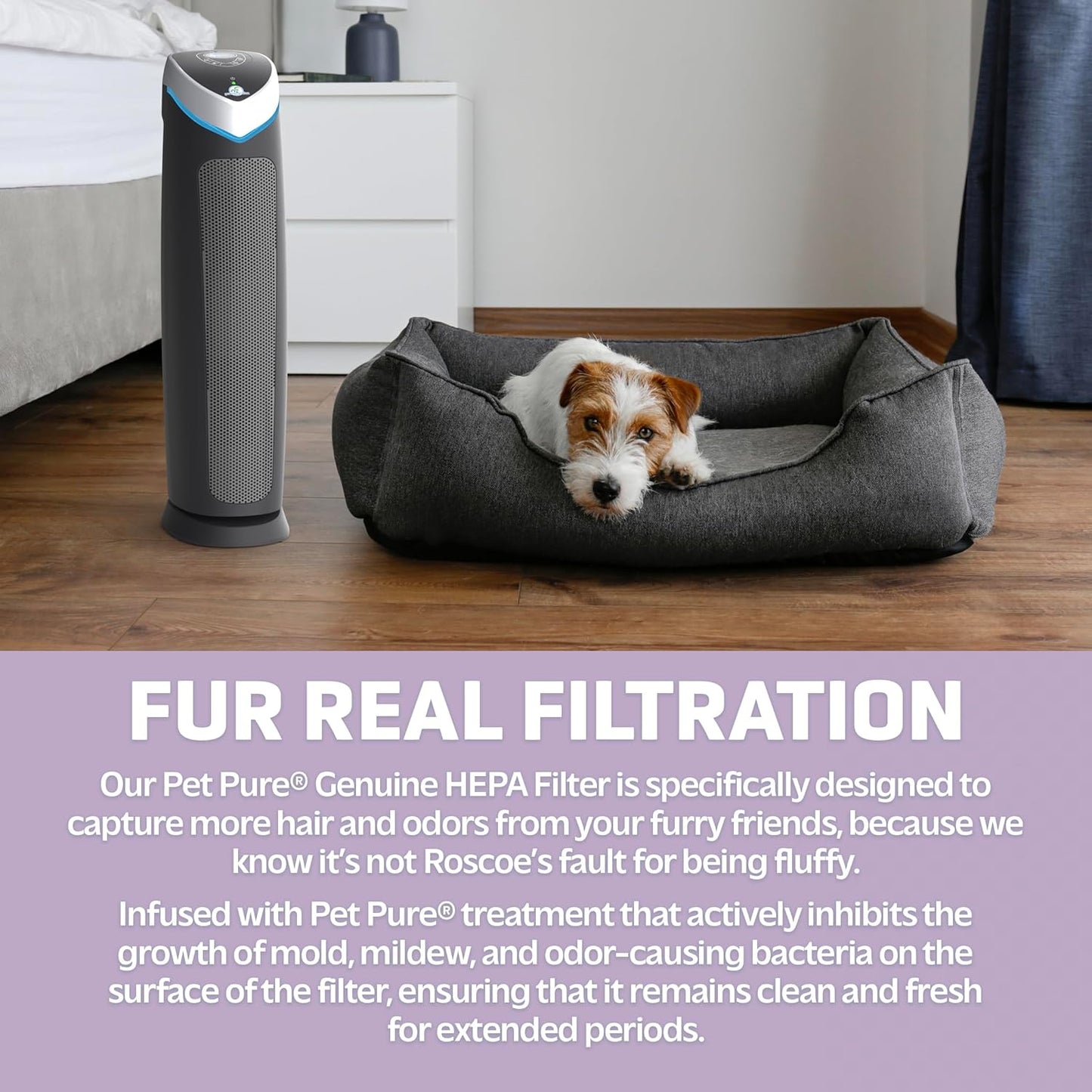 5-In-1 HEPA Air Purifier for Home, Large Rooms up to 915 Sq. Ft. with HEPA Pet Air Filter, UV-C Light & Odor Reduction, AC5250PT, 28" Tower, Black