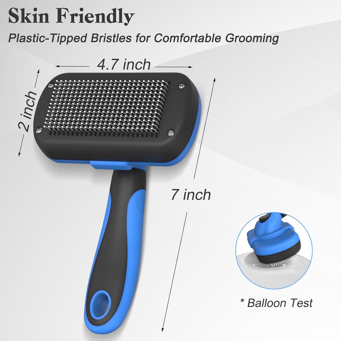 Self Cleaning Slicker Brush - Skin Friendly Deshedding Grooming Tool for Dogs & Cats, Suitable for Shedding & Haired Pets, with Pet Supplies Accessories, Blue