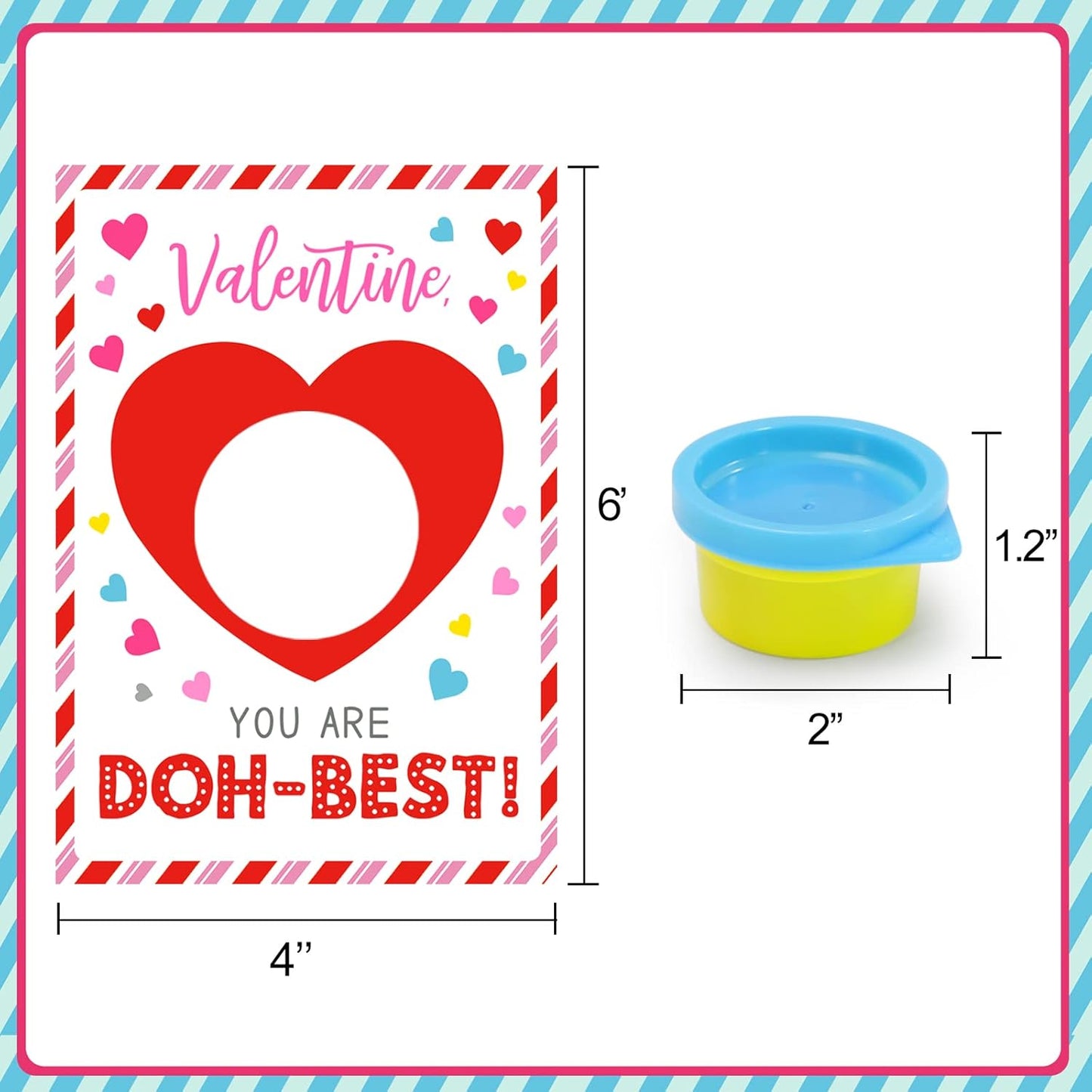 Valentines Day Gifts for Kids - 24 Pack Valentines Cards with Playdough for Kids Classroom Exchange, Valentines Party Favors for School Toddlers Girls Boys