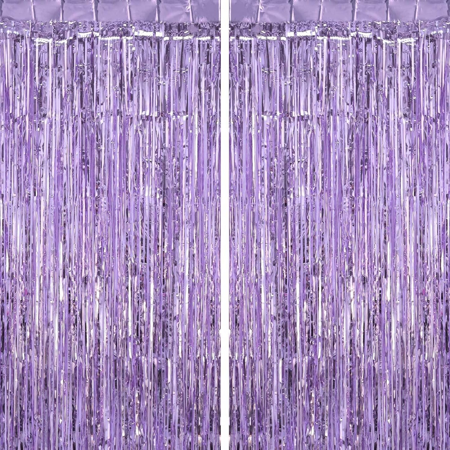 Light Purple Fringe Curtains, Xtra Large Foil Fringe Curtains, Pack of 2 Foil Light Purple Backdrop Curtains Party Decorations for Birthday Wedding Bridal Shower Cocktail Christmas New Year Party