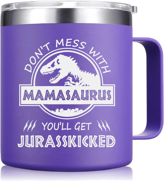 Christmas Gifts for Mom - Don'T Mess with Mamasaurus You'Ll Get Jurasskicked Coffee Mug - Gifts for Mom from Daughter, Son - Birthday Gifts for Mom, Mother - Mom Birthday Gifts (14Oz,Purple)