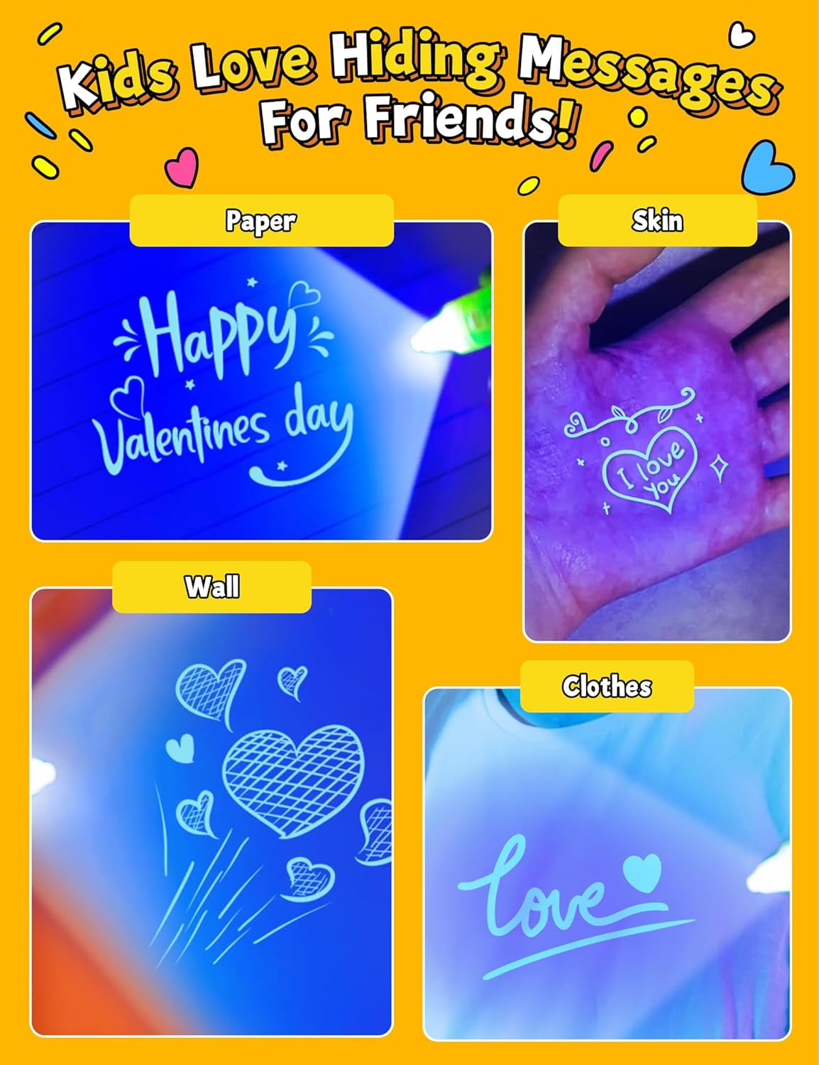 28 Pcs Valentines Day Cards for Kids School with Invisible Ink Pens, Valentines Day Gifts for Kids, Valentines Exchange Gifts for Kids, Valentine School Classroom Exchange Prizes for Girls Boys