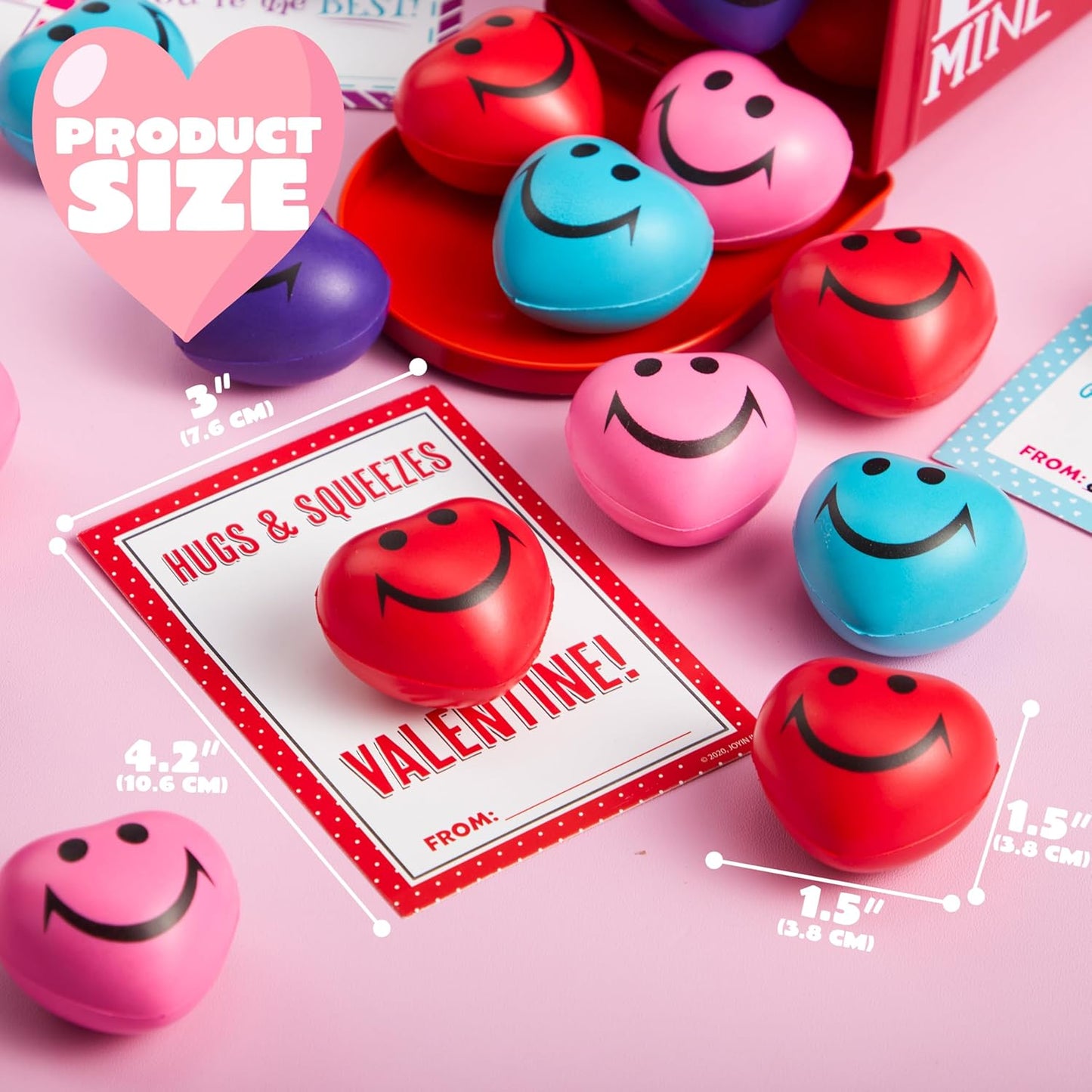 28 Packs Heart Shape Stress Ball with Cards Stress Relief Fidget Toy for Valentine Party Favors, Classroom Prize Supplies, Valentine’S Greeting Cards, Valentine Exchange Gifts