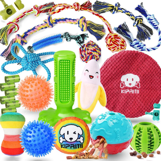 25 Pack Various Puppy Dog Toys for Teething, Entertainment & Interaction, Puppy Chew Toys Pack with Rope Toys, Treat Balls and Dog Squeaky Toys for Puppy & Small Dogs