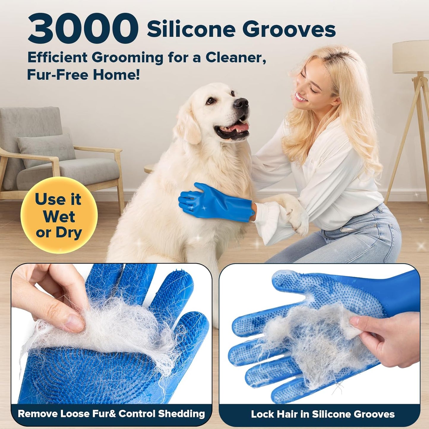 6PCS Pet Grooming Kit | Dog Washing Gloves | Dog Bath Brush | Dog Toothbrush Finger | Dog Bath Gloves | Dog Shampoo Brush | Pet Grooming Gloves | Cat Bathing Supplies | Dog Bath Supplies