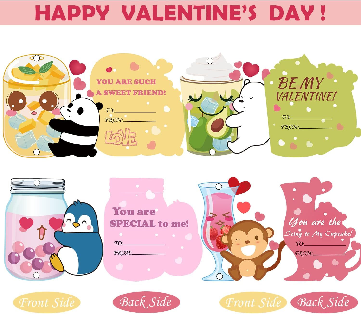 32 Pack Valentines Day Cards for Kids School Crazy Straws, Cute Kids Valentines Cards for Classroom School Exchange Gifts, Fun Valentines Gifts for Kids Party Favors Game Prizes