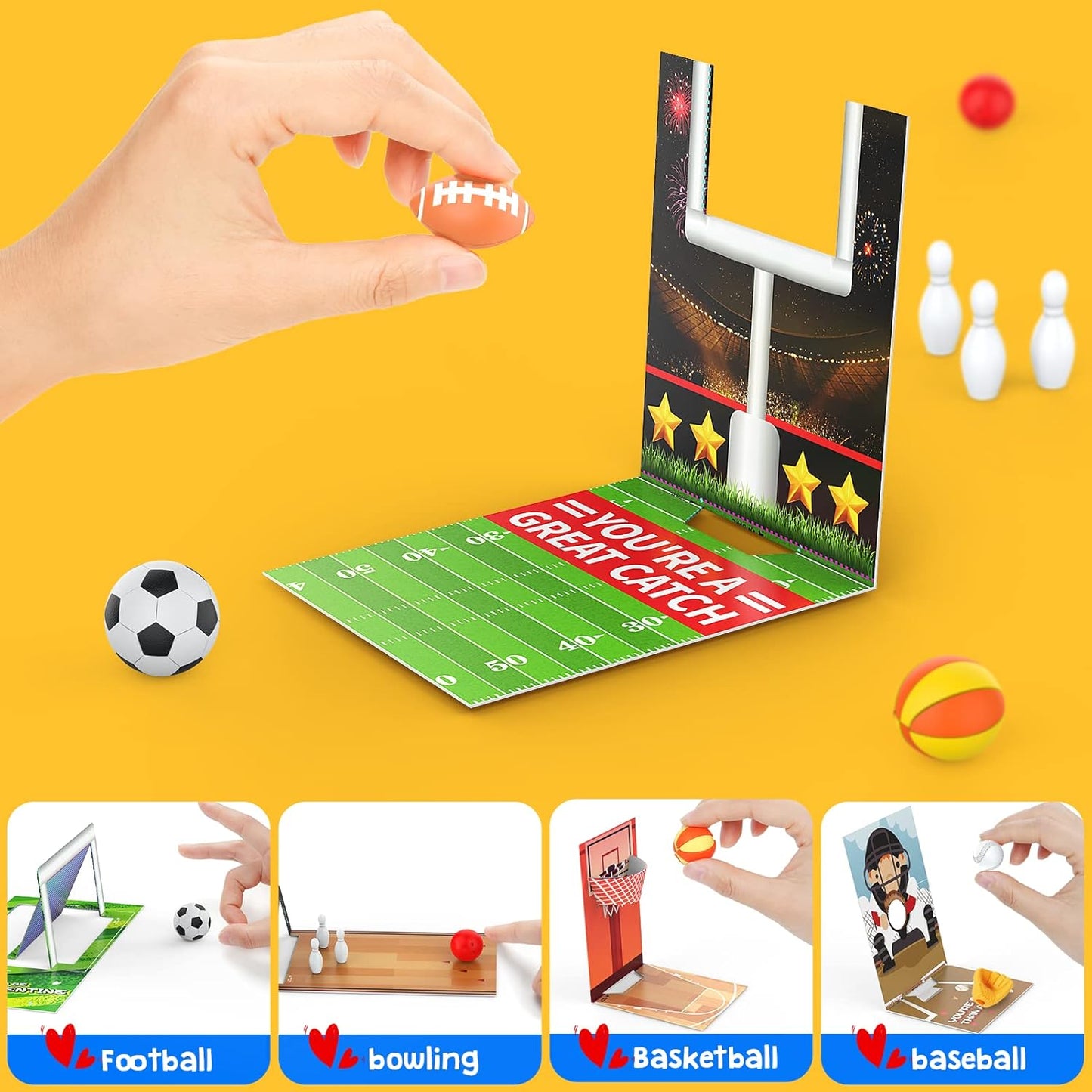 Valentines Day Gifts for Kids - 30 PCS Mini Sports Ball Eraser Valentines Cards for Kids Classroom - Valentine Exchange Prizes for Girls Boys School Class Classroom Fidget Sensory Stationery