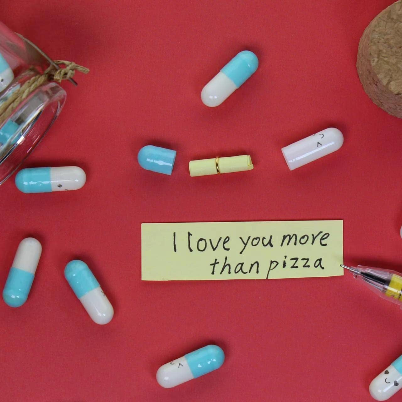 Cute Capsules in a Glass Bottle Lovely Notes Couples Gifts for Him Her Boyfriend Girlfriend Mom Birthday Anniversary Valentines Mothers Day Gifts (Mixed Color 90Pcs)