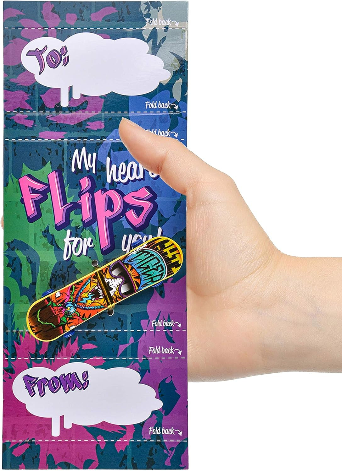 28 Pcs Valentines Day Finger Skateboards with Cards for Kids, Valentine Party Favor, Greeting Cards, Classroom Exchange Prizes, Holiday Reward Gifts, Finger Skateboard Toys