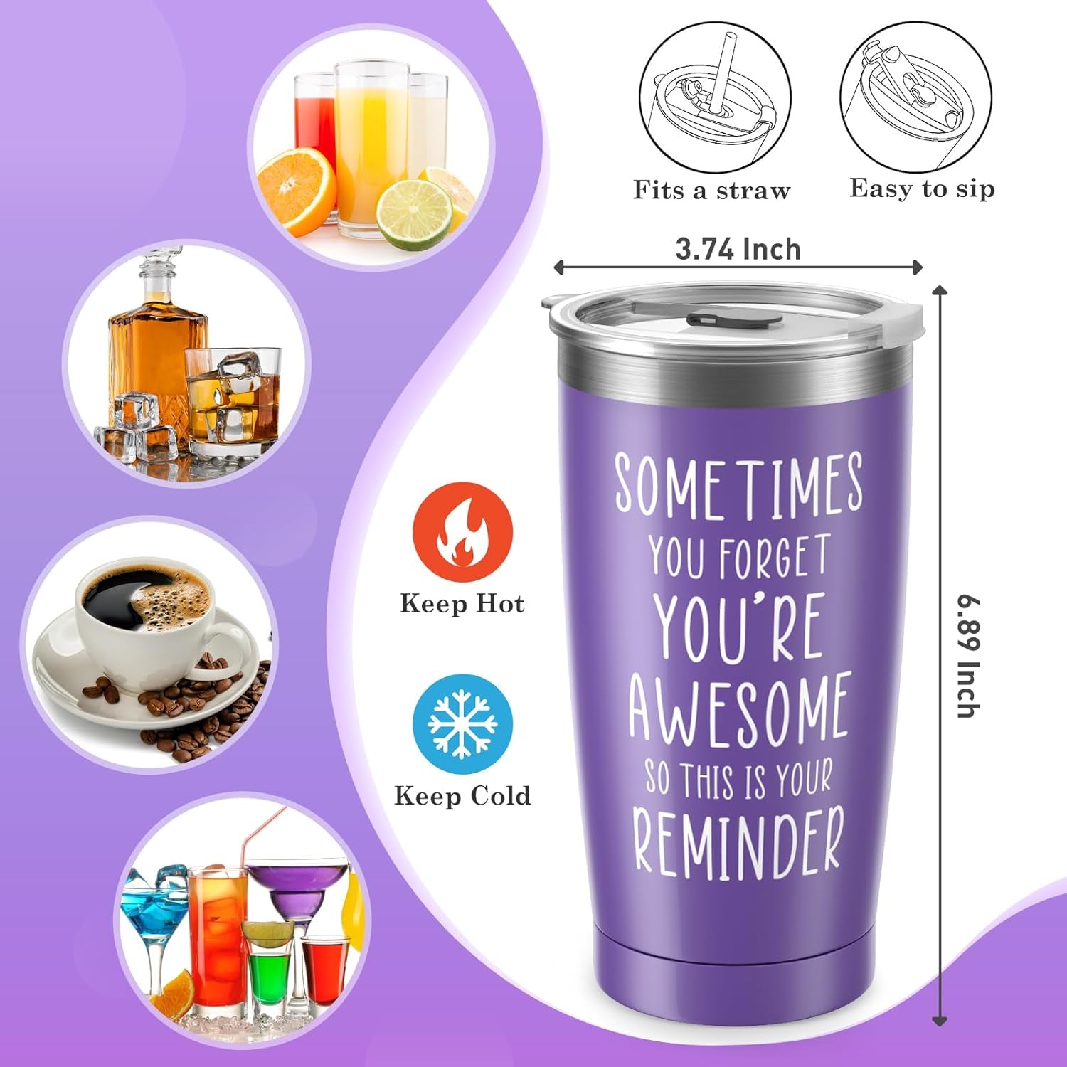 Birthday Gifts for Women Girls - Christmas Gifts for Mom Wife Sister Female Friends Girlfriend Nurse Mothers Day Presents for Her Lavender Relaxing Spa Basket Purple Gift Box Mug Tumbler Set