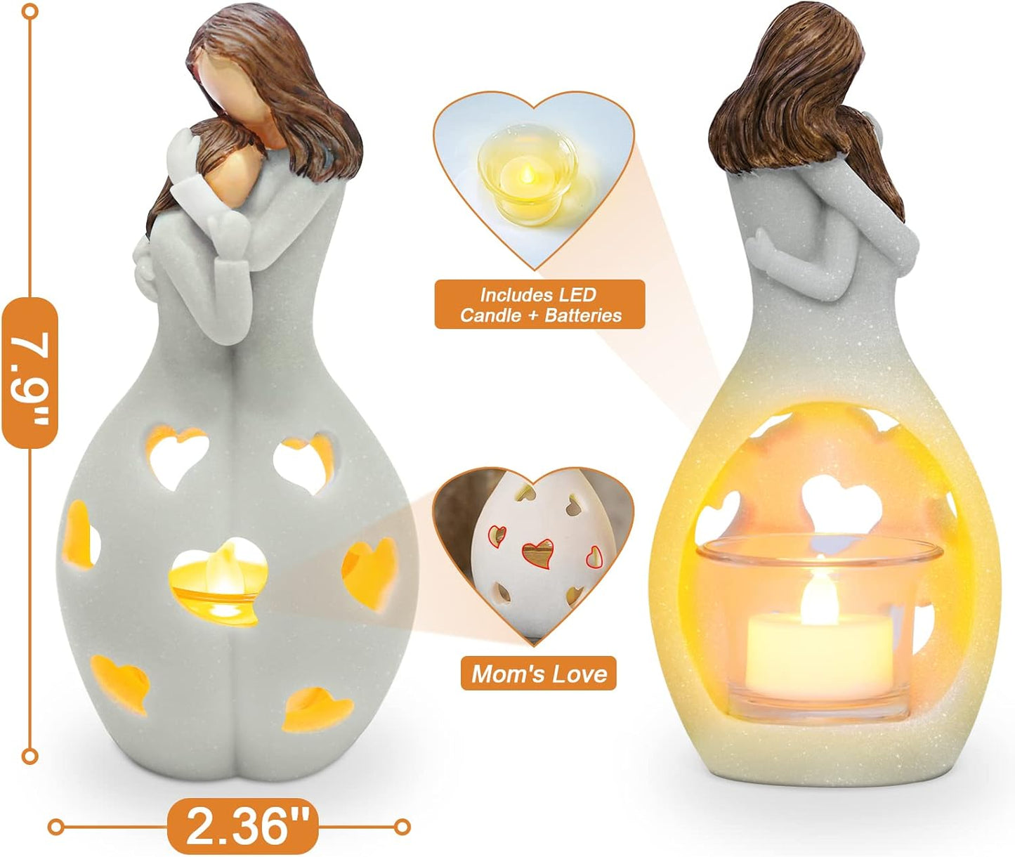 For Mom from Daughter, from Daughter Unique, Mother'S Day Birthday, Mom Ideas, Candle Holder W/Flickering Led Flameless Candle