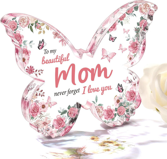 Gifts for Mom from Daughter: Unique Mom Birthday Gifts, Butterfly-Shaped Acrylic Keepsake Mom Gifts from Daughter Son, 5X3.8 Inch Mothers Day Christmas Gifts for Mom