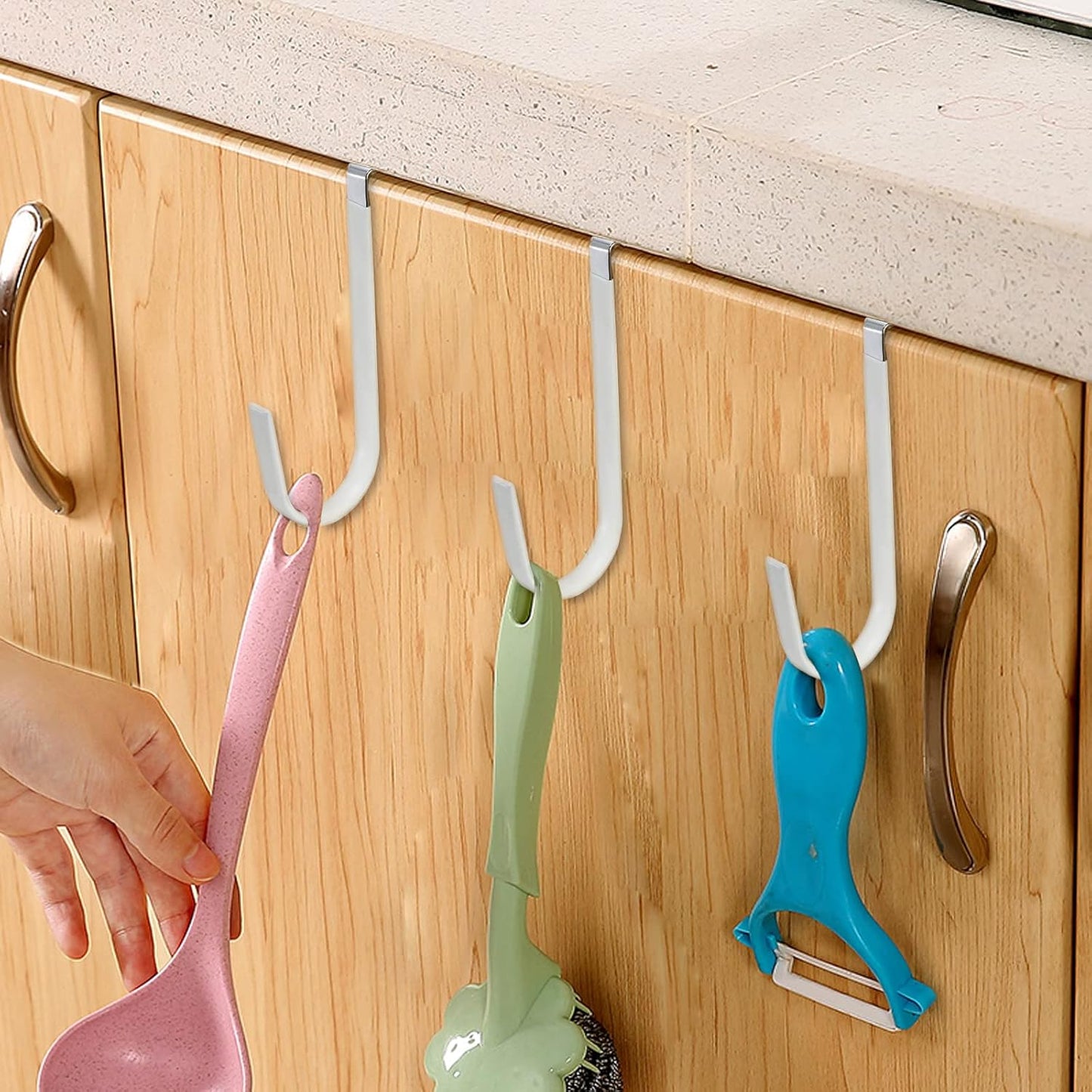 16-Pack Over-The-Door Hooks Fits 1-3/8" Door Vinyl Coated Stainless Steel Door Hook Hangers