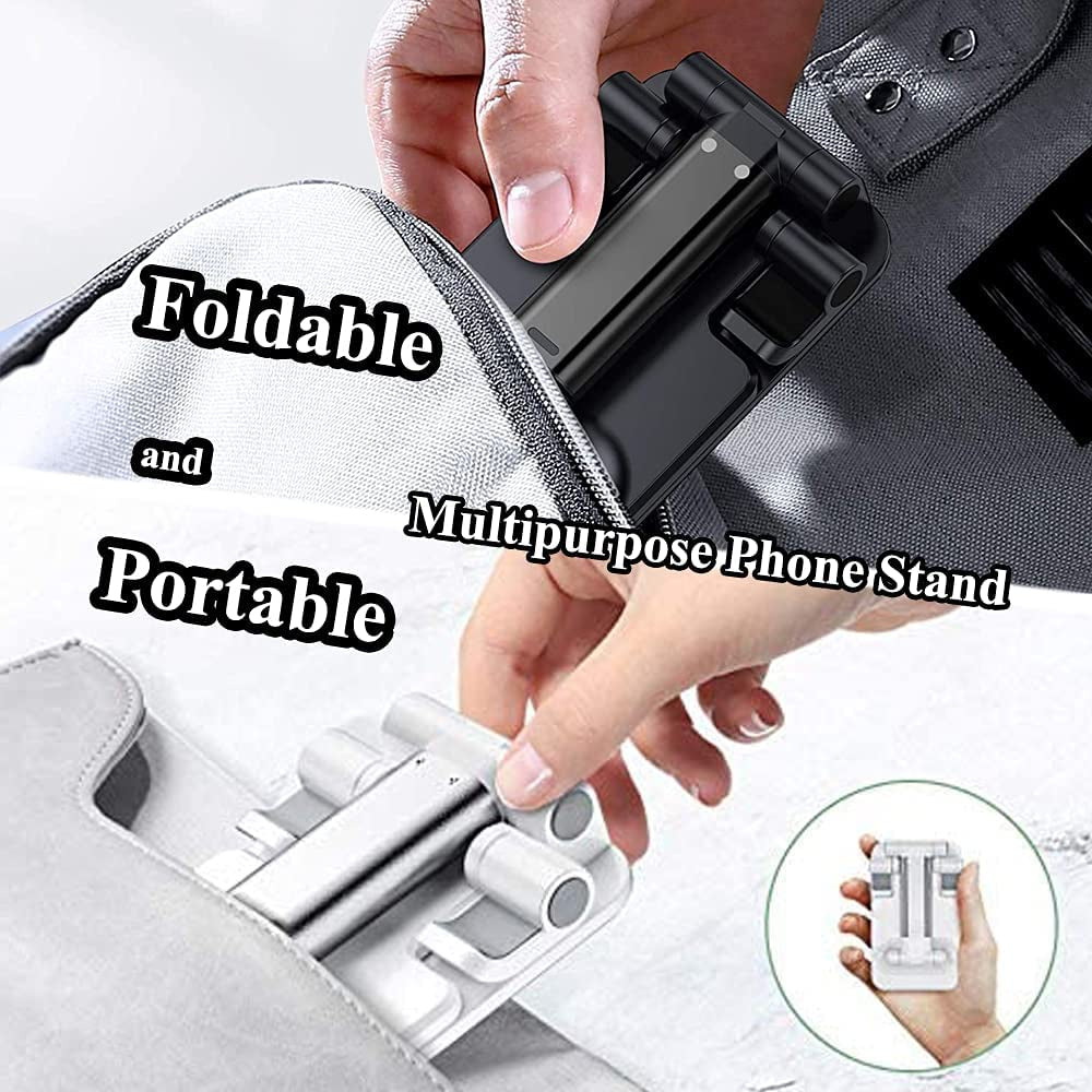 2 Pcs Cell Phone Stand, Adjustable Angle Height Phone Stand for Desk, Fully Foldable/Portable Phone Holder, Compatible for Iphone 16/15/14/13/12/Smartphones