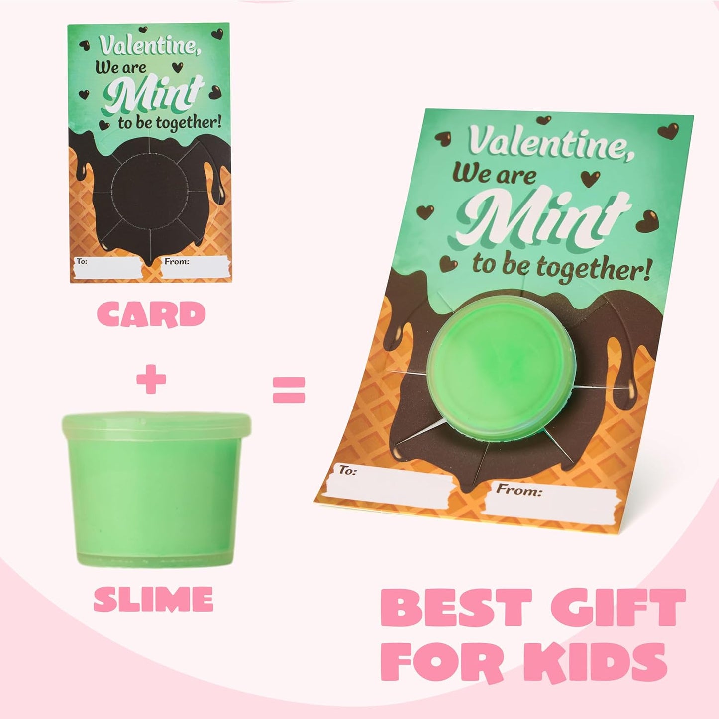 30 Packs Valentines Day Cards with Butter Slime, 6 Colors Slime Party Favors, Stress Relief Fidget Toys and Gift Cards for Kids Valentine'S Day Classroom Exchange Prizes