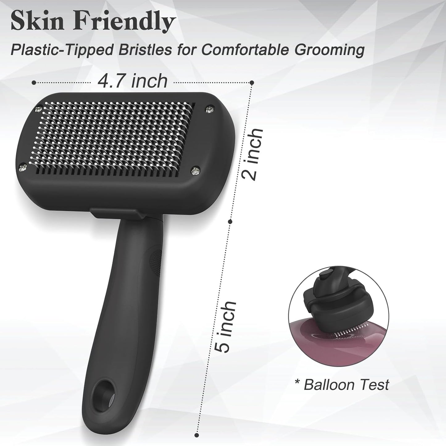 Self Cleaning Shedding Brush - Skin Friendly Grooming Tool for Dogs, Cats, and Puppies, Deshedding and Hair Removal for Long and Short Haired Pets, Black