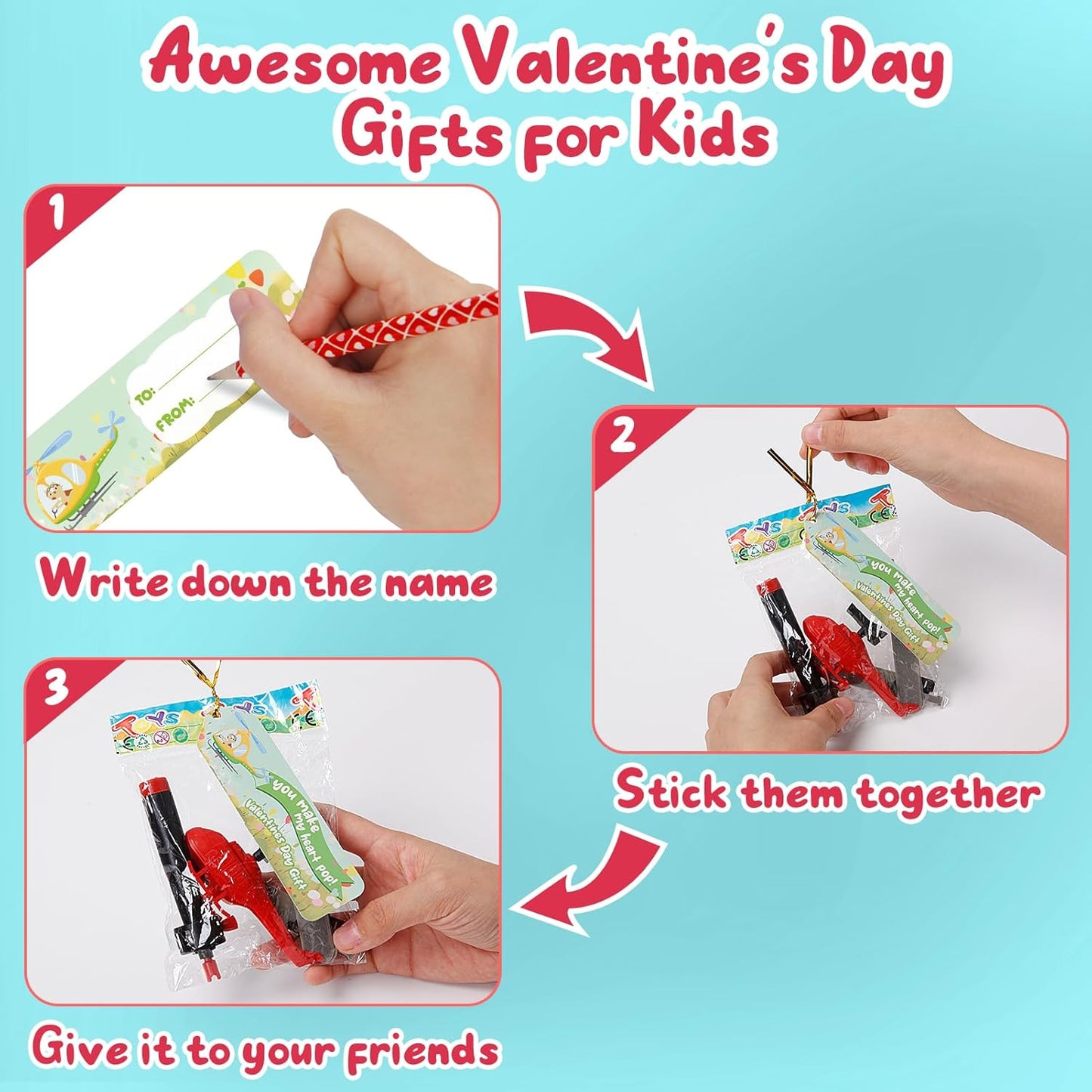 28 PCS Valentines Day Cards for Kids School with Airplane Launcher Toys, Valentines Helicopter Lanchers, Party Favors for Kids Classroom, Valentines Day Gifts for Kids Boys